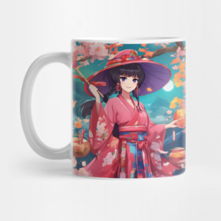 Manga girl  pink hat  dress elegant Mug