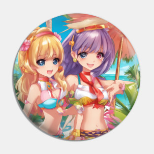 Anime girls wear bikni on  beach Pin