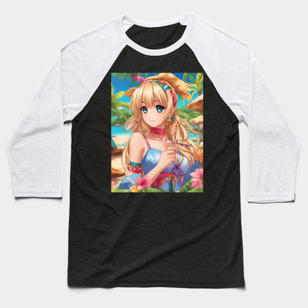 Nerdy and Nice Anime Girl Graphi Baseball T-Shirt by animegirlnft