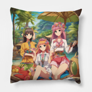 Anime All Day anime girls  collor Pillow
