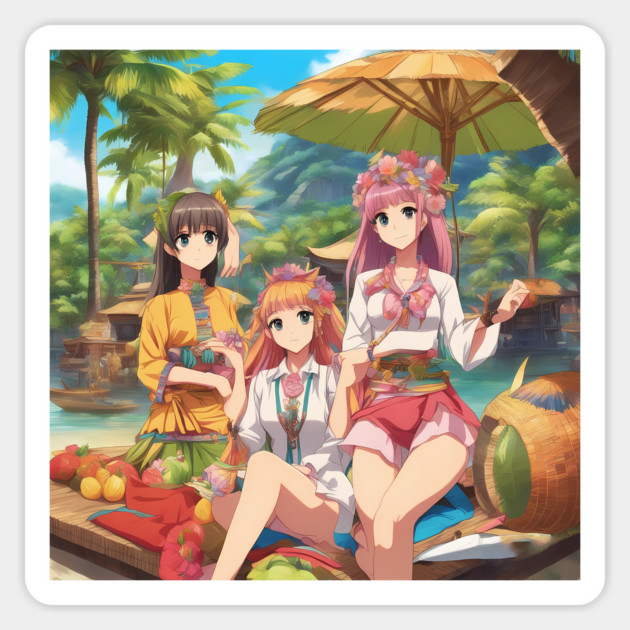 Anime All Day anime girls  collor Magnet by animegirlnft