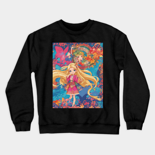 Anime Dreams Anime Girl collorful Crewneck Sweatshirt by animegirlnft