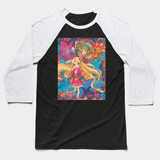 Anime Dreams Anime Girl collorful Baseball T-Shirt by animegirlnft