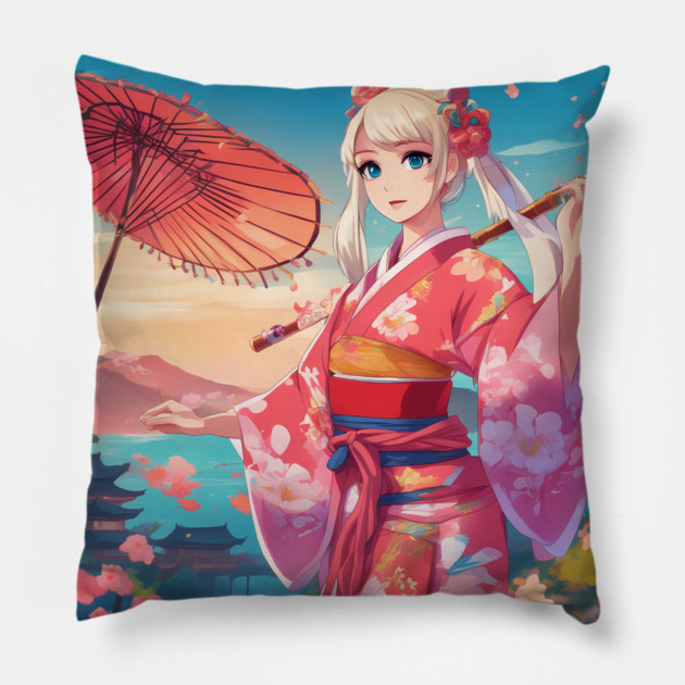 Harajuku Hype: Japanese Anime Girl Pillow by animegirlnft