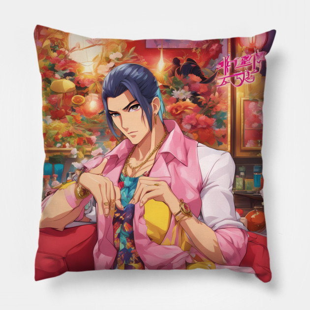Manga Master Cool Anime yakuza pose Pillow by animegirlnft