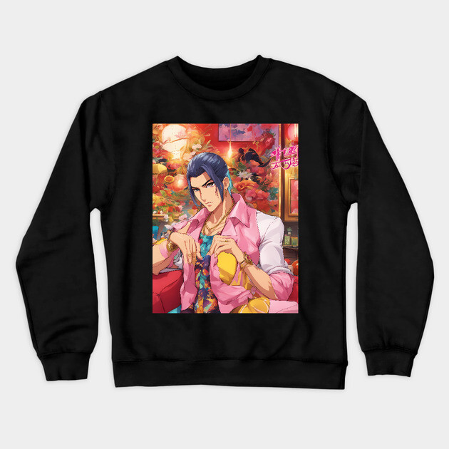 Manga Master Cool Anime yakuza pose Crewneck Sweatshirt by animegirlnft