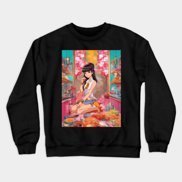 Anime Dreams Cute Girl  Anime Graphic Crewneck Sweatshirt by animegirlnft