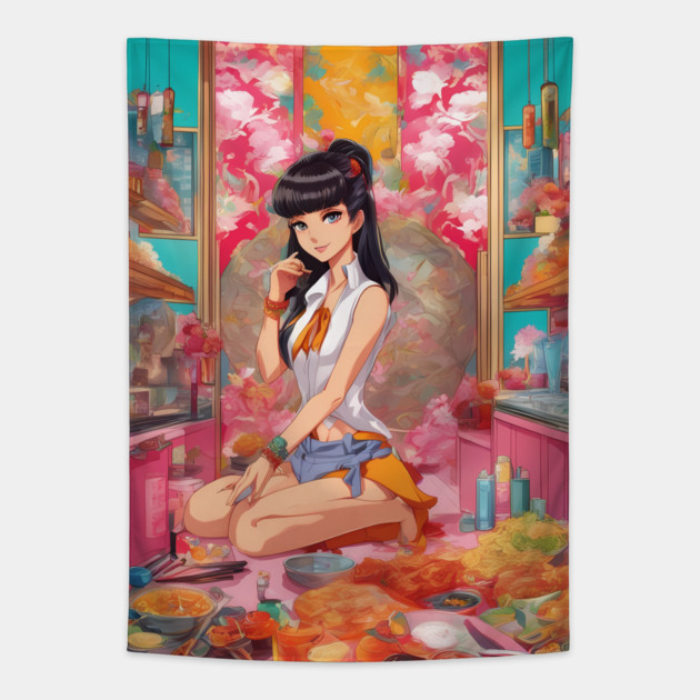 Anime Dreams Cute Girl  Anime Graphic Tapestry by animegirlnft