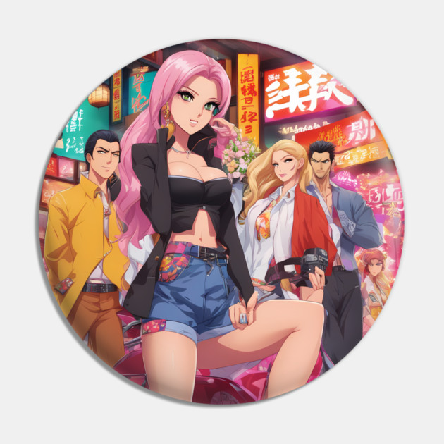 Hip Hop Anime Girl Squad: Cute and Colorful Pin by animegirlnft
