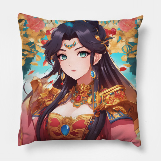Cool Hero Kawaii Queen Anime Girl Pillow by animegirlnft