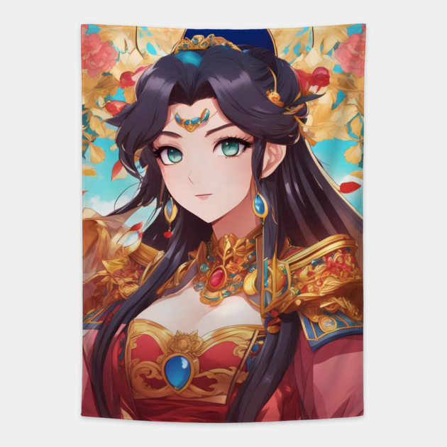 Cool Hero Kawaii Queen Anime Girl Tapestry by animegirlnft