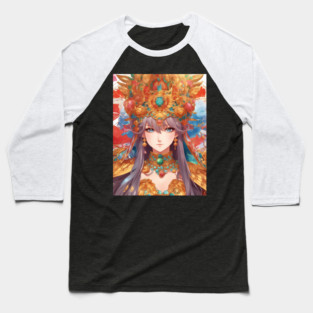 Kawaii Queen Cool Sytle "Manga Maven  Colorful Anime Girl Baseball T-Shirt