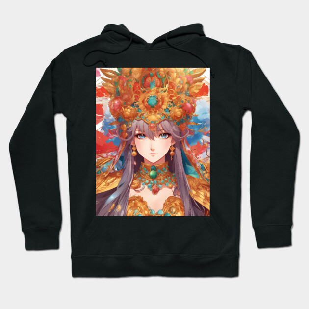 Kawaii Queen Cool Sytle "Manga Maven  Colorful Anime Girl Hoodie by animegirlnft