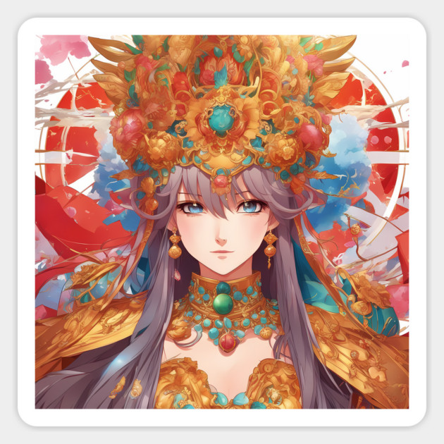 Kawaii Queen Cool Sytle "Manga Maven  Colorful Anime Girl Magnet by animegirlnft