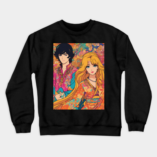 Cool Anime Girl Squad Cute and Colorful Crewneck Sweatshirt by animegirlnft