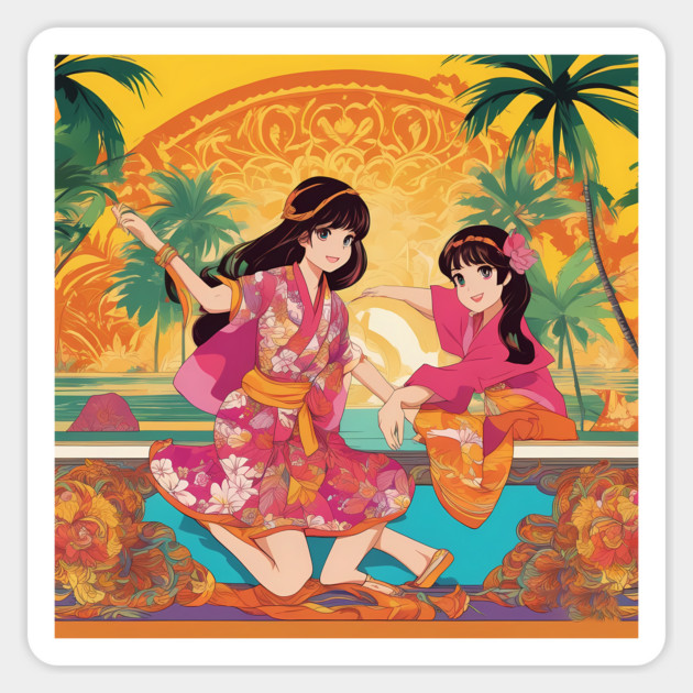 Deam Anime Girls Adventures Bali sytle Sticker by animegirlnft