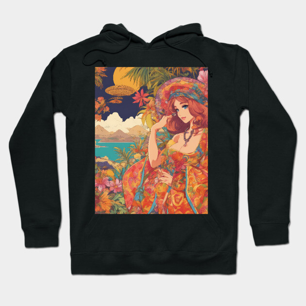 Manga Madness: Colorful Anime Girl Hoodie by animegirlnft