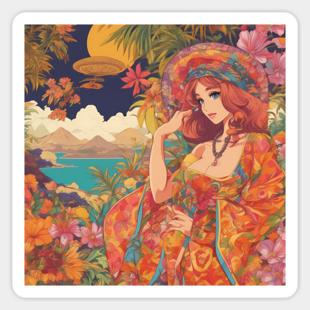 Manga Madness: Colorful Anime Girl Sticker by animegirlnft