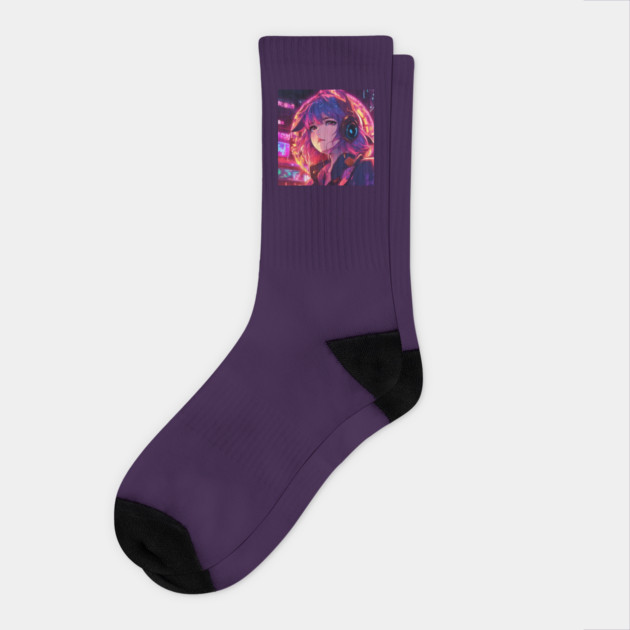 IT Anime Girl Sky Light America Socks by animegirlnft