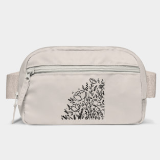 Black and white floral drawing Bag