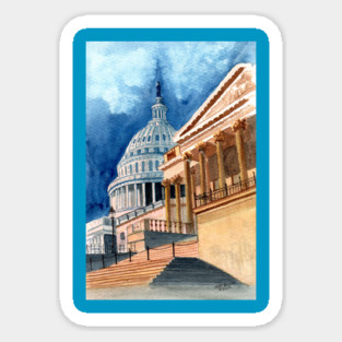 US Capitol Watercolor Sticker