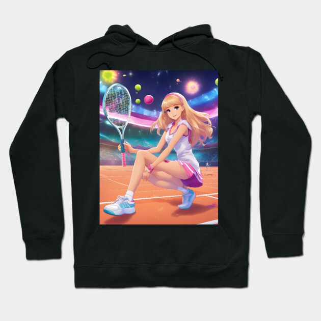 Sporty Tennis Anime Girl Hoodie by animegirlnft