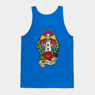 Traditional Cabot Cove Lighthouse Tattoo style Tank Top