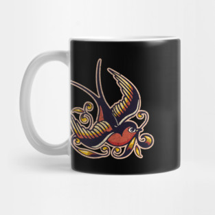 Traditional pair of Sparrows tattoo Mug