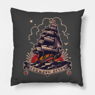 Traditional Tattoo Ship and sunset Homeward Bound Pillow