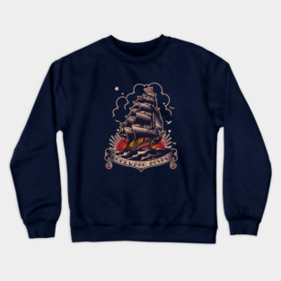 Traditional Tattoo Ship and sunset Homeward Bound Crewneck Sweatshirt