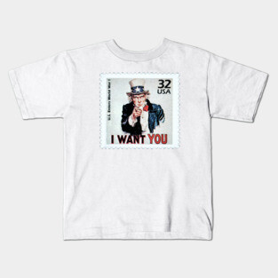 Uncle Sam "I Want You" Postage Stamp Kids T-Shirt
