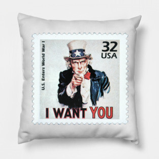 Uncle Sam "I Want You" Postage Stamp Pillow
