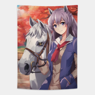 Anime Nation with Horse Colorful Jacket Tapestry