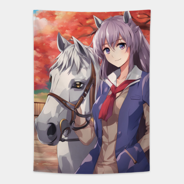 Anime Nation with Horse Colorful Jacket Tapestry by animegirlnft