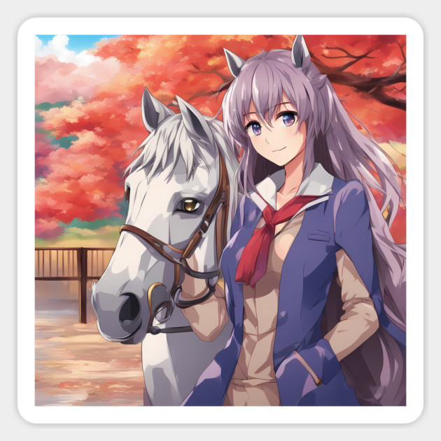 Anime Nation with Horse Colorful Jacket Sticker by animegirlnft