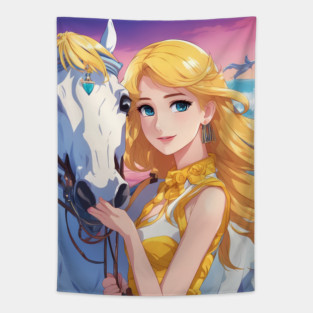 Adventure Anime Girl With Hourse Tapestry