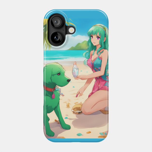 Anime All Day Fun and Colorful with Dog on the Sea Phone Case by animegirlnft