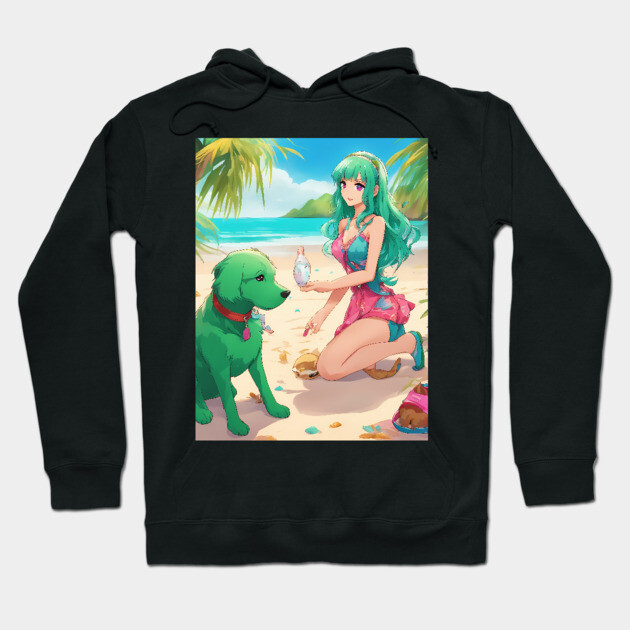 Anime All Day Fun and Colorful with Dog on the Sea Hoodie by animegirlnft