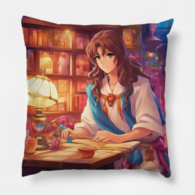 adventures ancient iconic anime with light Pillow by animegirlnft