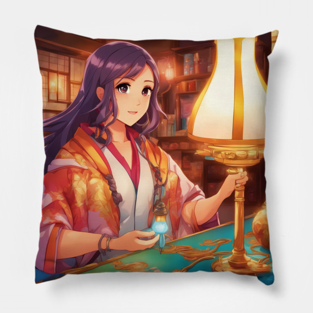 Japanese Anime Ancient Times Iconic kawaii  candle Lighter Pillow by animegirlnft