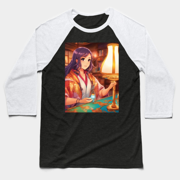 Japanese Anime Ancient Times Iconic kawaii  candle Lighter Baseball T-Shirt by animegirlnft