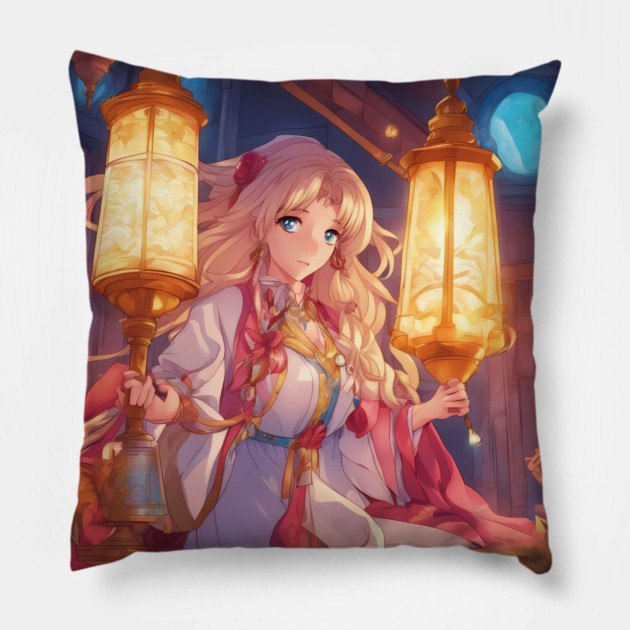 Anime Army handle Light Bold Japanese style ancient Pillow by animegirlnft