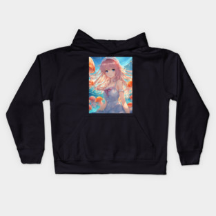 Anime girl with jellyfishes Kids Hoodie
