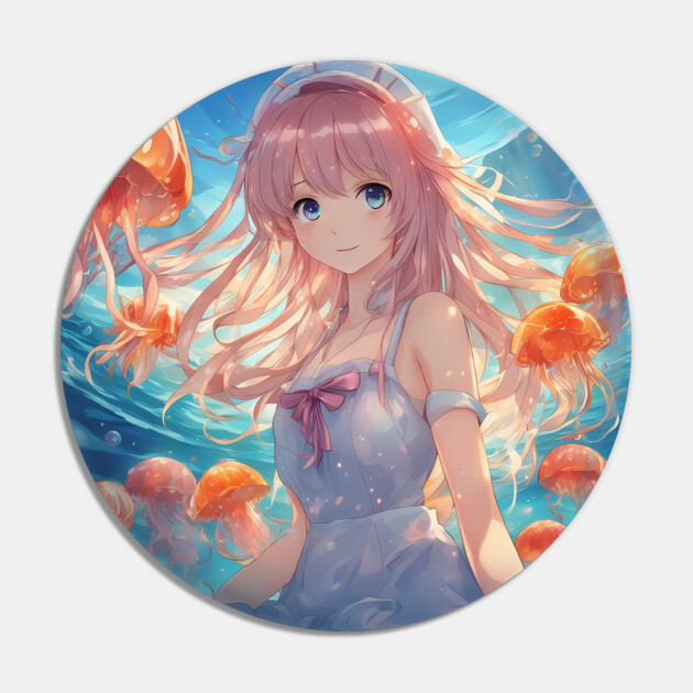 Anime girl with jellyfishes Pin by animegirlnft