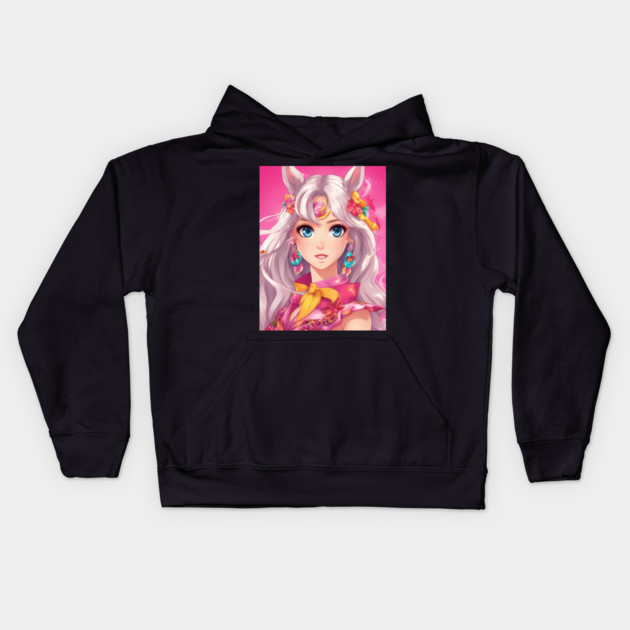 Crazy Cat Anime Face Colorful powerful Kids Hoodie by animegirlnft
