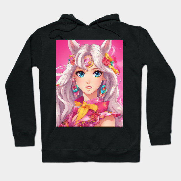 Crazy Cat Anime Face Colorful powerful Hoodie by animegirlnft