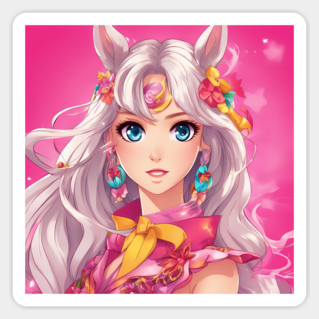 Crazy Cat Anime Face Colorful powerful Sticker by animegirlnft