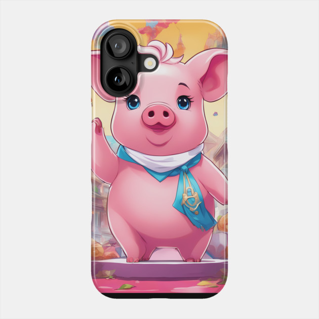 hip hop a pink pig wearing a blue scarf and a purse Phone Case by animegirlnft