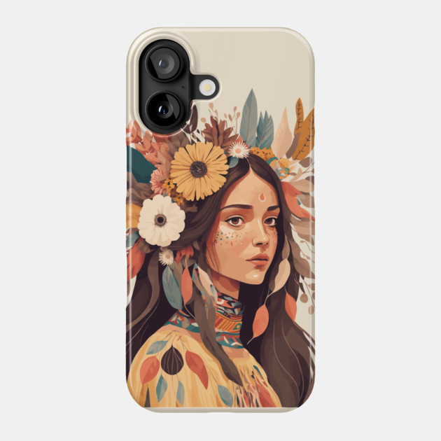 Painted Beautiful Native American Woman Phone Case by HolidayBug