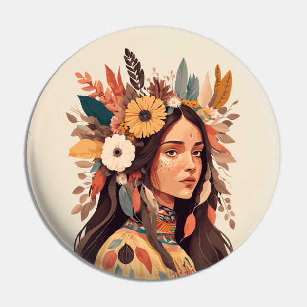 Painted Beautiful Native American Woman Pin by HolidayBug